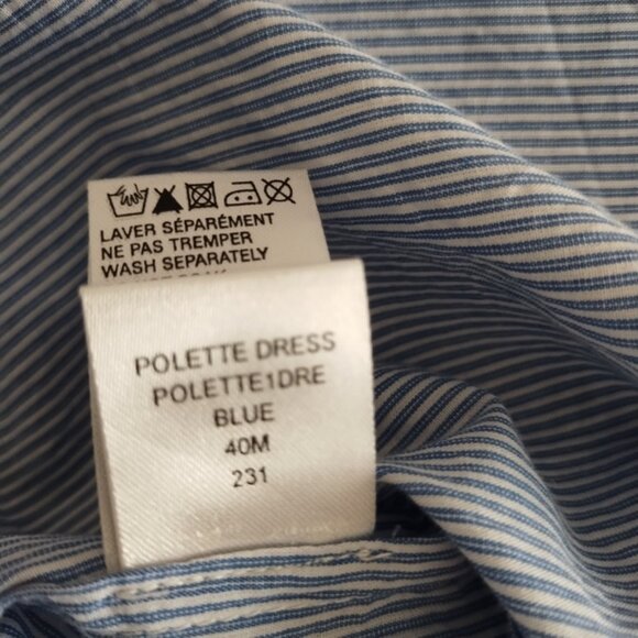 Antik Batik Polette Blue + White Cotton Poplin Dress M - Picture 10 of 10